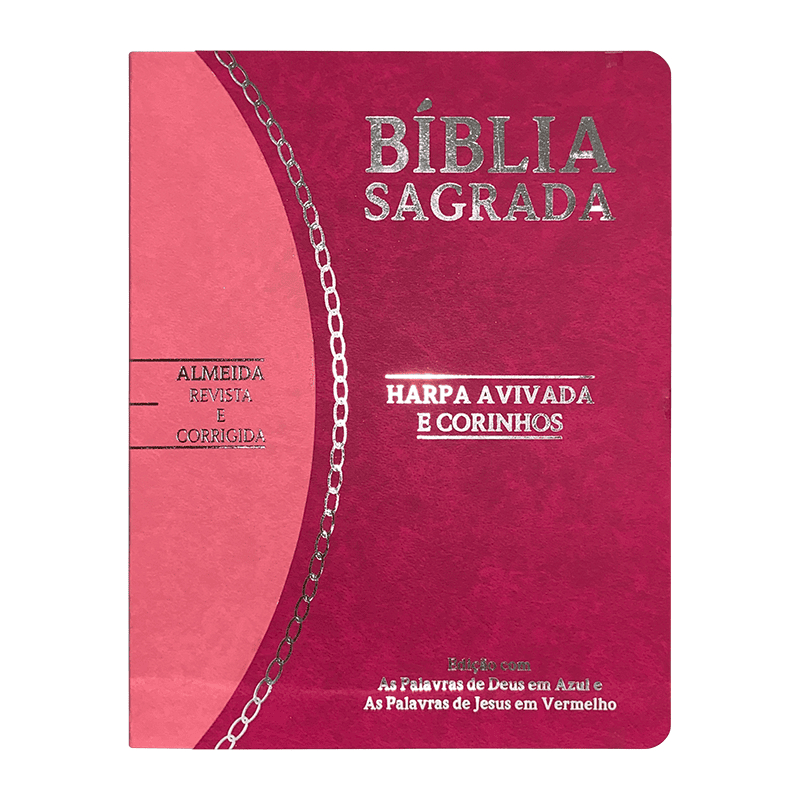 BÍBLIA SLIM LARGE ARC C/ HARPA PU BICOLOR - PINK E ROSA