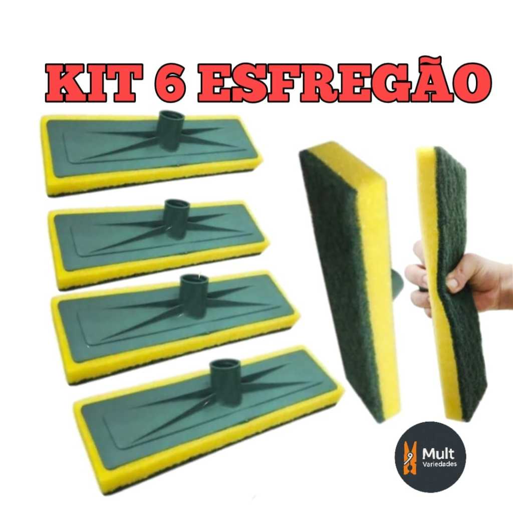Kit 6 Rodo abrasivo lava azulejo esponja esfregao limpeza piso pesada limpa piso em Oferta na Shopee
