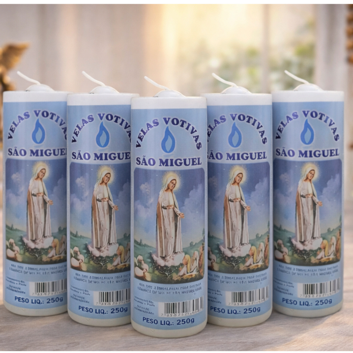 Vela Votiva 7 Dias Branca C/Imagem Novena Rosário Devoção Católica Nossa Senhora de Fatima Kit 3 e 5