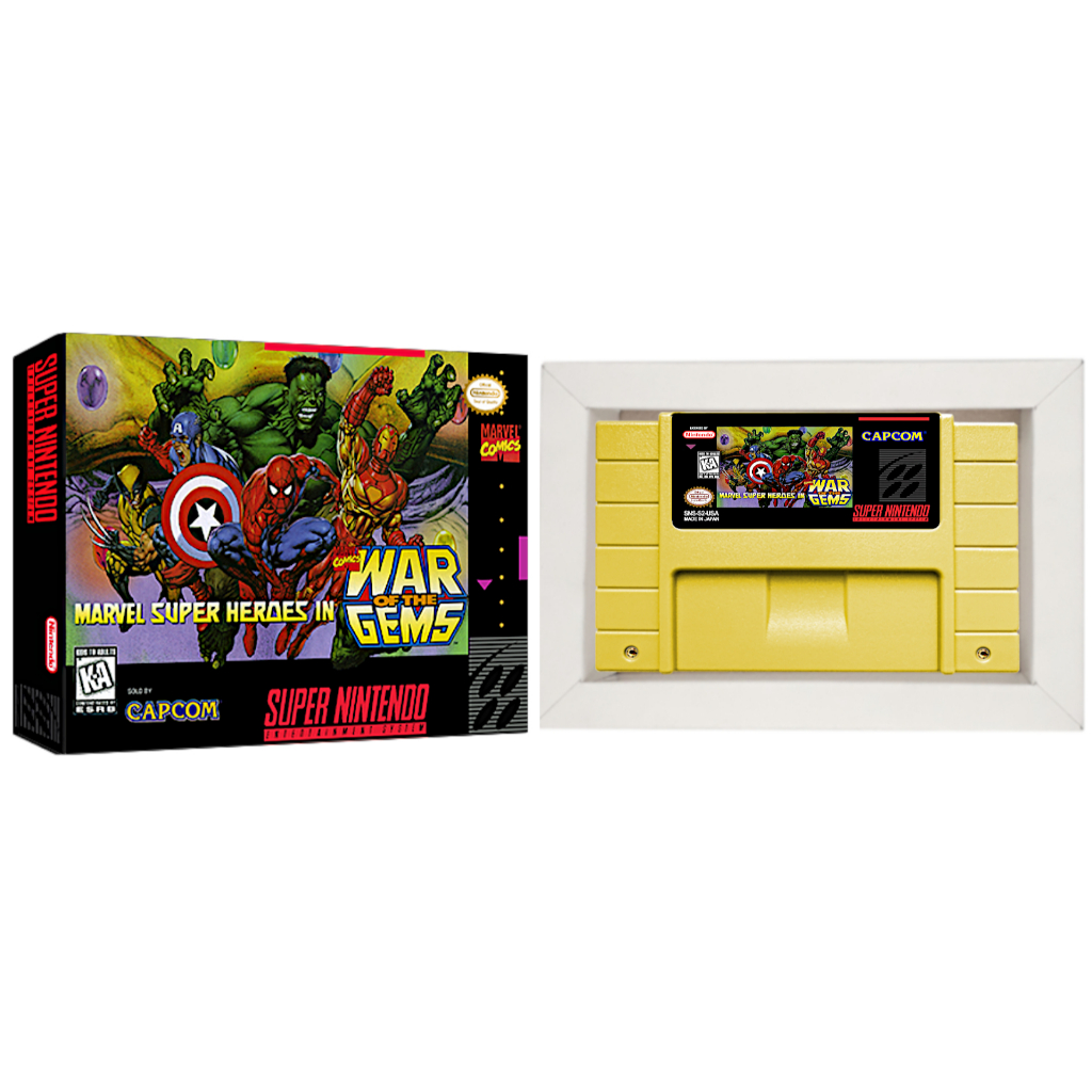 Marvel Super Heroes War of Gens Cartucho de Super Nintendo com Caixa e Berco snes