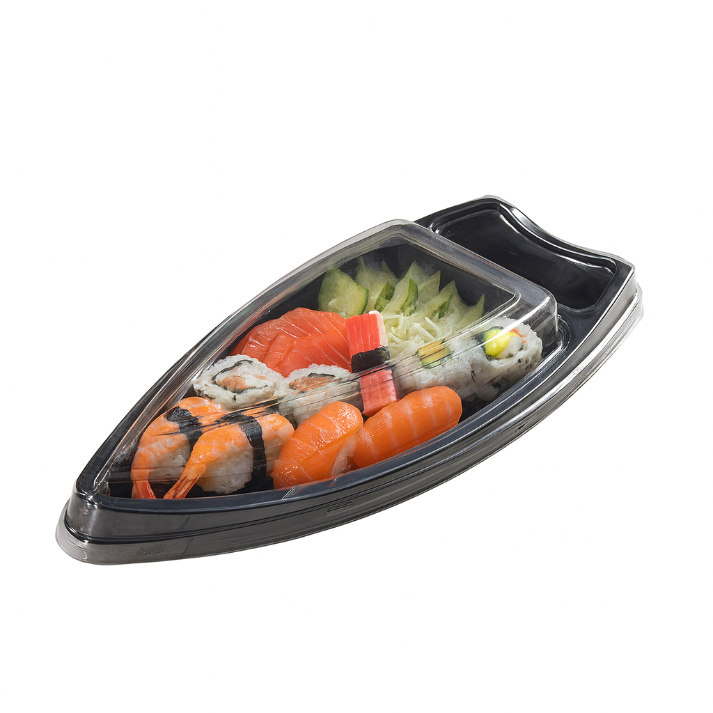 Embalagem Boat Barca Descartável 20 Uni C/ Tampa Açaí/sushi