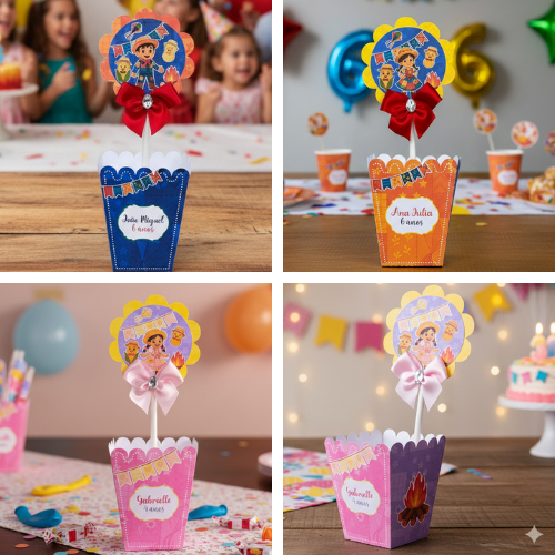 Centros de mesa Cachepot Festa Junina - Papelaria Personalizada - PEGUE E MONTE