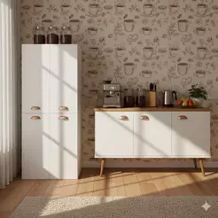 Kit Armário Retrô Multiuso + Balcão Aparador Moderno - Ideal Para Quarto Sala Cozinha