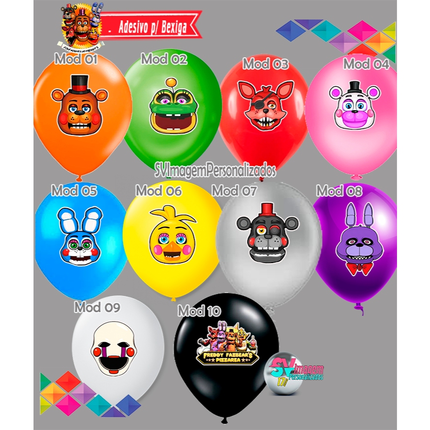 Fnaf five nights at freddys Festa Adesivo para Bexiga Balão Bubble para Decoração de Aniversário
