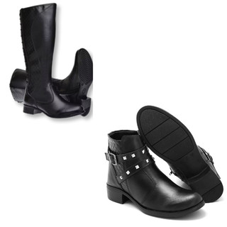 Bota de cano alto preto feminino+bota feminina preta cano curto com fivela