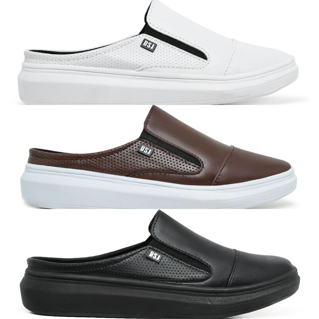 Kit 3 par de Mule Slip On Masculino Sapato casual Sola Alta confortável