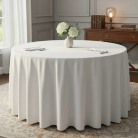 Kit 05 Toalhas De Mesa Redonda Branca Oxford 2,80 M Festa Buffet Decoração