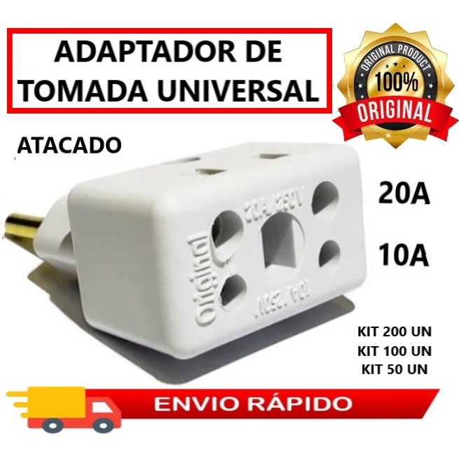 Imagem Adaptador de Tomada Universal 10/20A 110v 220v Plug Benjamin Bob Esponja Aceita Padrão Novo e Antigo