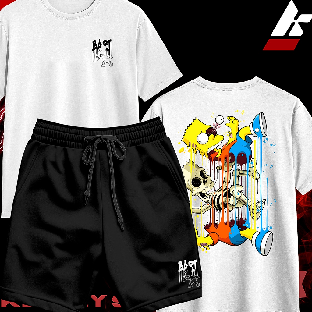 KIT Camisa Streetwear 100% Algodão e Bermuda Mauricinho Estampa BART SIMPSON