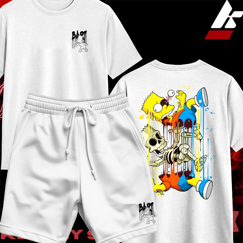 KIT Camisa Streetwear 100% Algodão e Bermuda Mauricinho Estampa BART SIMPSON