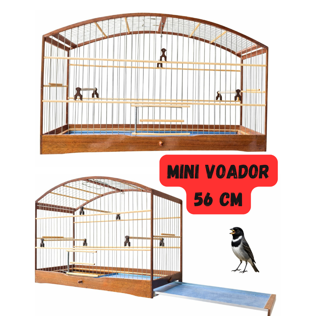 Gaiola para Coleiro Fundo Removível  Mini Voador 56cm