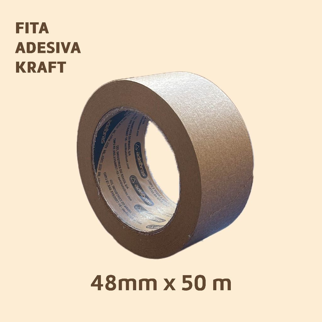 Fitas Adesiva Crepe 770 Papel Corrugado Fita Kraft 770 48 mm x 50 m Aldelbras Caixa Atacado Original