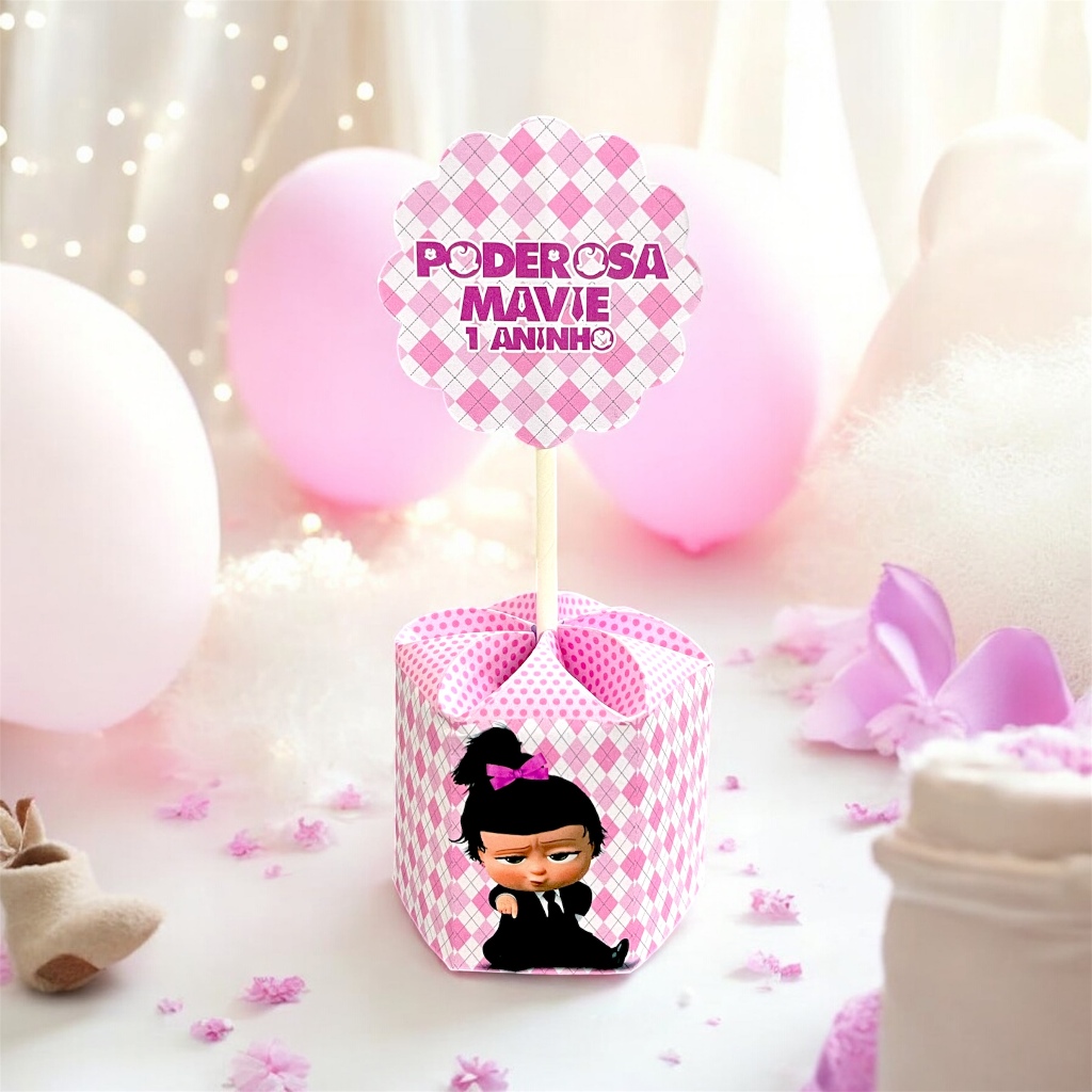 Centro de Mesa Poderosa Chefinha Com Nome e Idade Personalizado Para Festa Lembrancinha