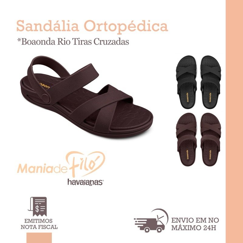 Sandália Tiras em X Ortopédica BoaOnda Rio Anatômica Macia Confortável Melhor Preço Tira Traseira