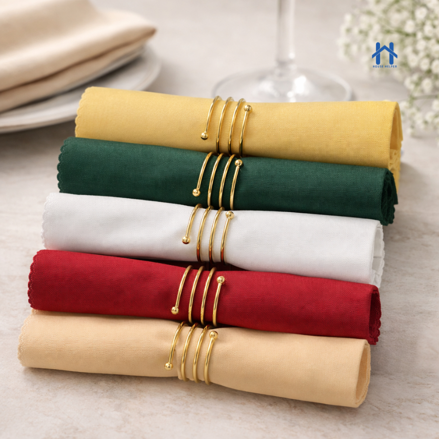 Kit 6 ou 12 Guardanapos Tecido Oxford com Anel Dourado para Mesa Posta Decoração de Luxo em Oferta na Shopee