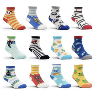 Kit  6 e 12 Pares Meias Antiderrapante Infantil Menino Cano Curto em Oferta na Shopee