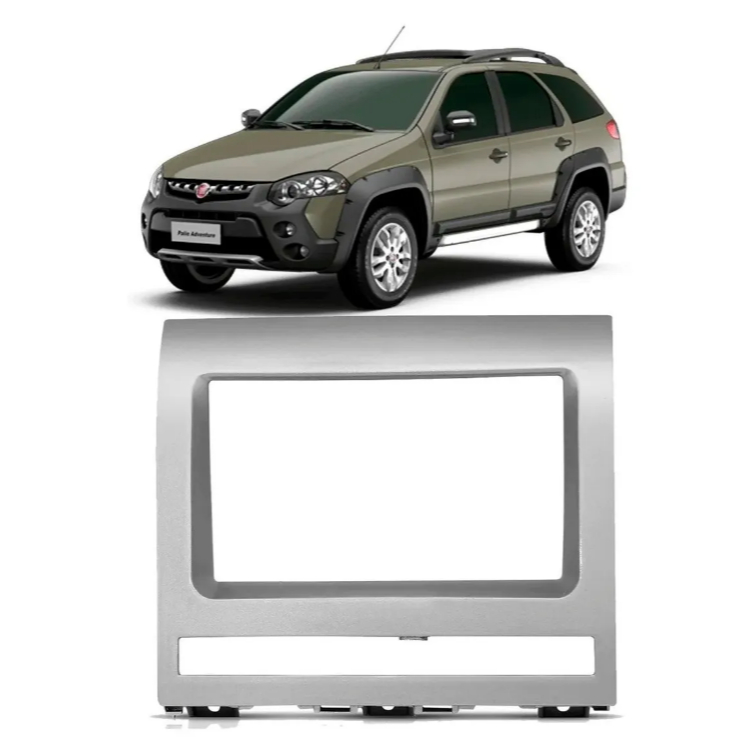 Moldura Multimidia 7" Painel Prata Palio Adventure Multimidia 2din Som Mp5