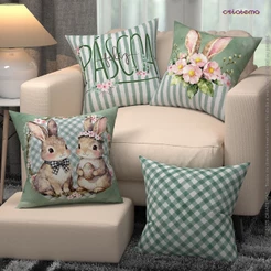 Kit C/ 04 Capa de Almofada Decoração Páscoa para Sala Em Oxford Com Zíper 45x45cm