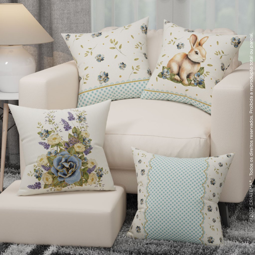 Kit Com 04 Capas de Almofada Decorativa Páscoa Floral Em Oxford 45x45cm Com Zíper em Oferta na Shopee
