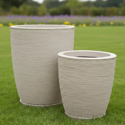 Kit 2 Vasos para Plantas Decorativo Coluna Bojo Escovado N1, N2 Prato coletor