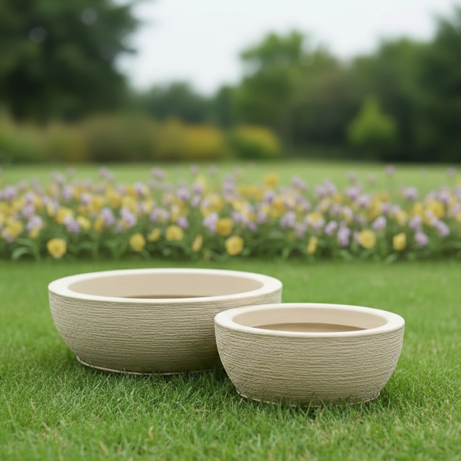 Kit 2 Vasos Decorativo em Polietileno para Planta Bacia Escovada 1,2 com Prato Coletor em Oferta na Shopee