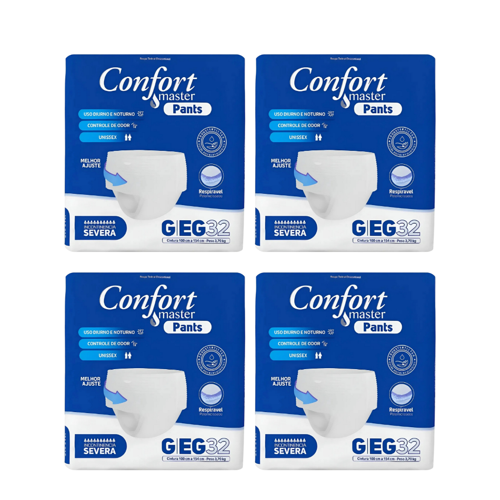Kit 4 Fraldas Geriátricas Confort Master Pants G/EG 32 Un