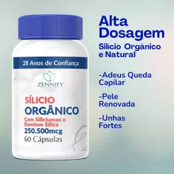 Silício Orgânico Natural Alta Dosagem e Absorção 60 Cápsulas 100% Original com Laudo