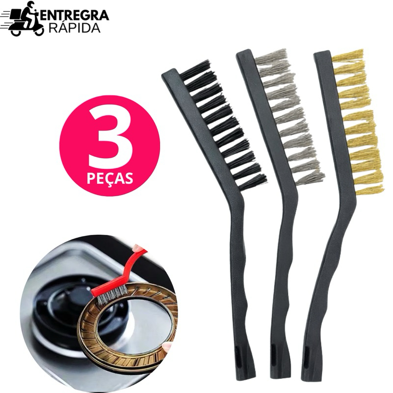 Super Escovas Para Limpeza em Aço Carbono Latão e Nylon  forno grelha fogão Aço Latão 21,5CM