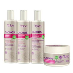 Kit Apice Shampoo Condicionador Gelatina Ativadora de Cachos Máscara Cachos Nutrição 300ml