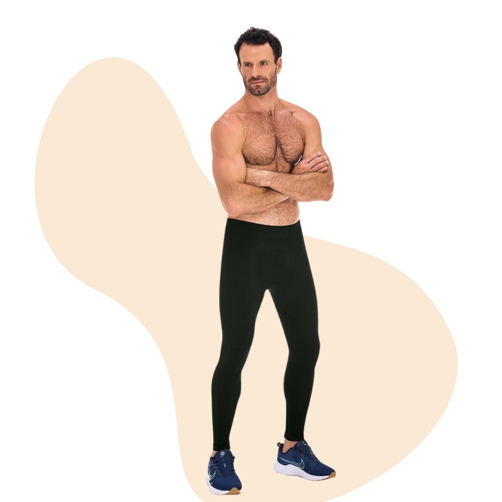 Calça Legging Masculina Fitness Sem Costura, Alta Elasticidade, Poliamida e Elastano, GG