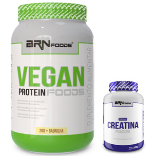 Kit Proteína Vegetal Vegan Protein 2kg + Creatina Premium 300g - BRN Foods em Oferta na Shopee