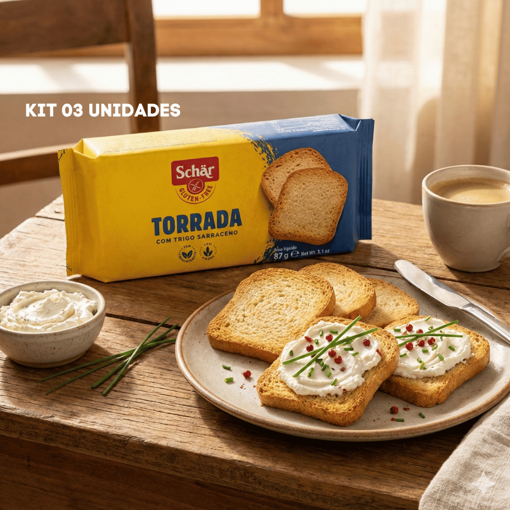 Kit 3 Torradas Sem Glúten e Sem Lactose Vegana 87g Schar