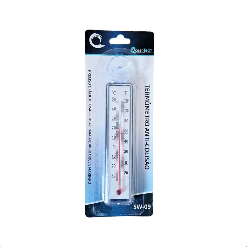 Termômetro Anti Colisão SW-09 Ocean Tech Para Aquário Água Doce e Marinho Com Ventosa Leitura Fácil