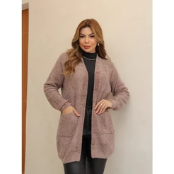 Cardigan Feminino Tricot Alongado Aberto com Bolsos Manga Longa Inverno 3RD SD3009