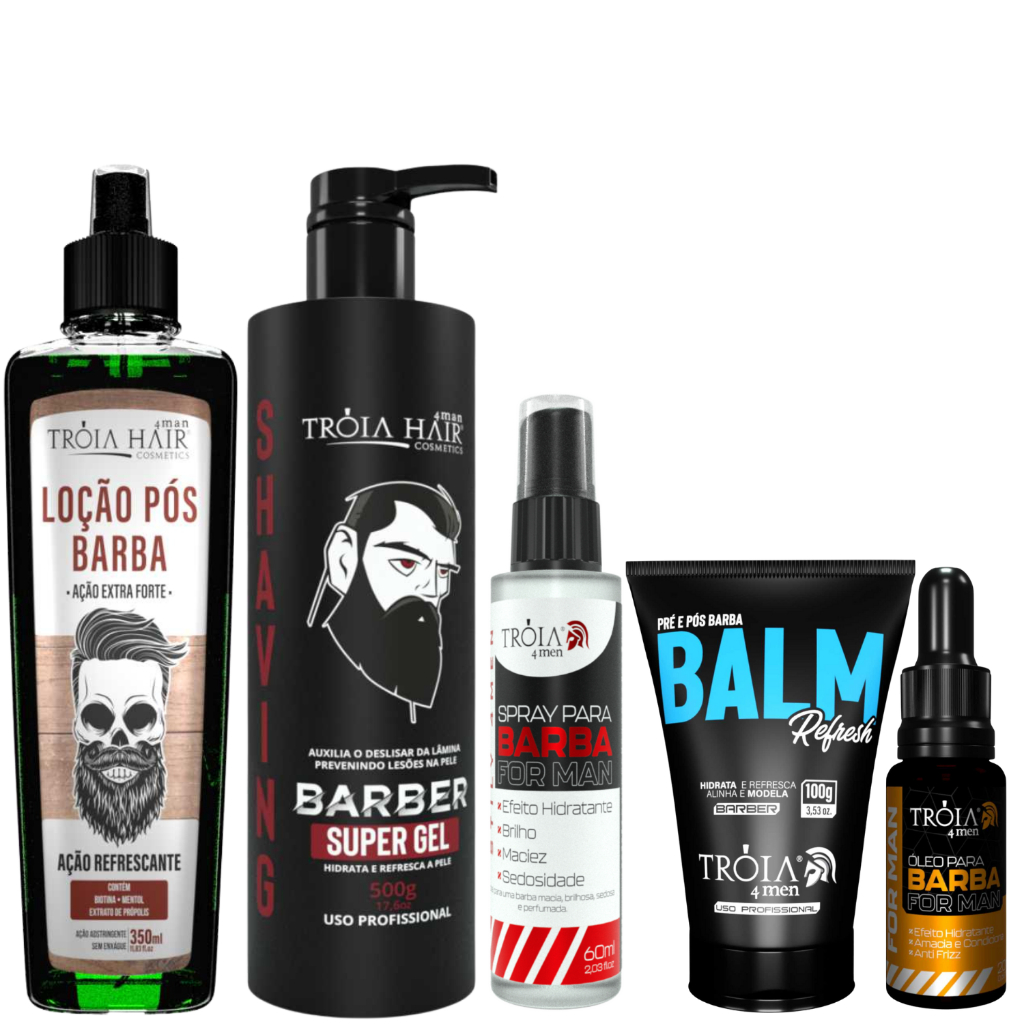 KIT BARBA COMPLETA FOR MAN – ÓLEO DE BARBA, SPRAY, SHAVING BALM E LOÇÃO PÓS-BARBA