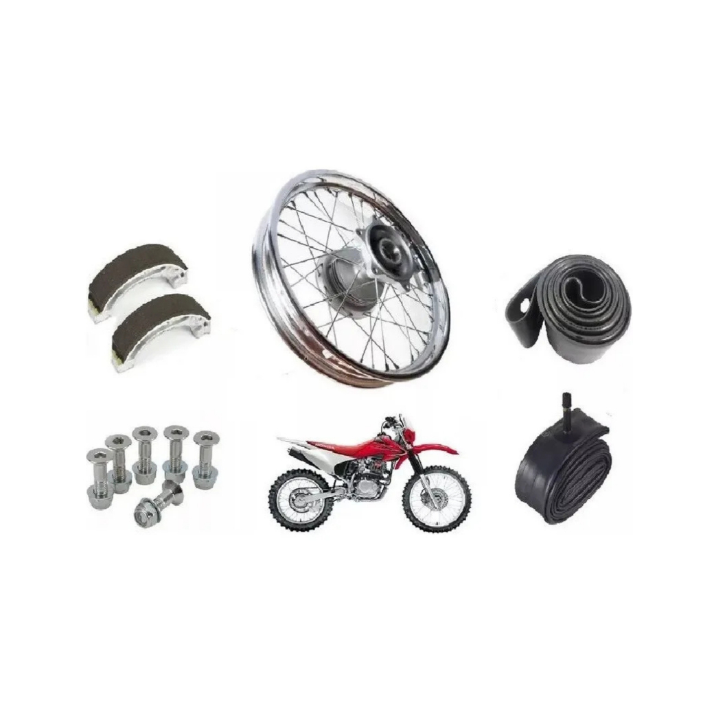 Roda Traseira Completa + Rolamento + Patim Crf 230 Raios 4mm