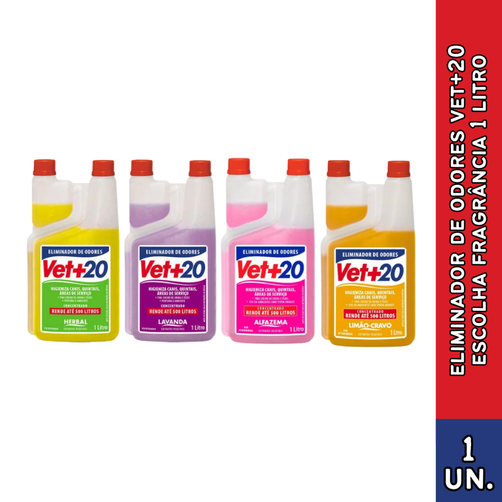 Vet+20 Eliminador de Odores Concentrado 1L Escolha a Fragrância em Oferta na Shopee