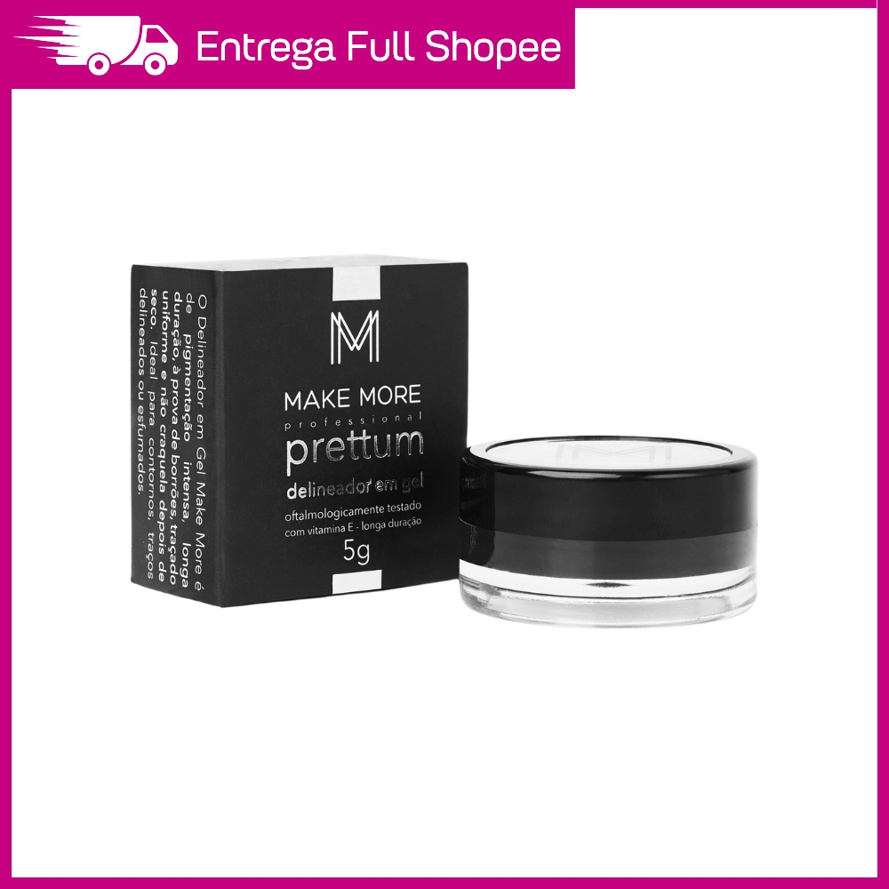 Delineador Em Gel Preto Prettum Make More Longa Duração Não Craquela 5g