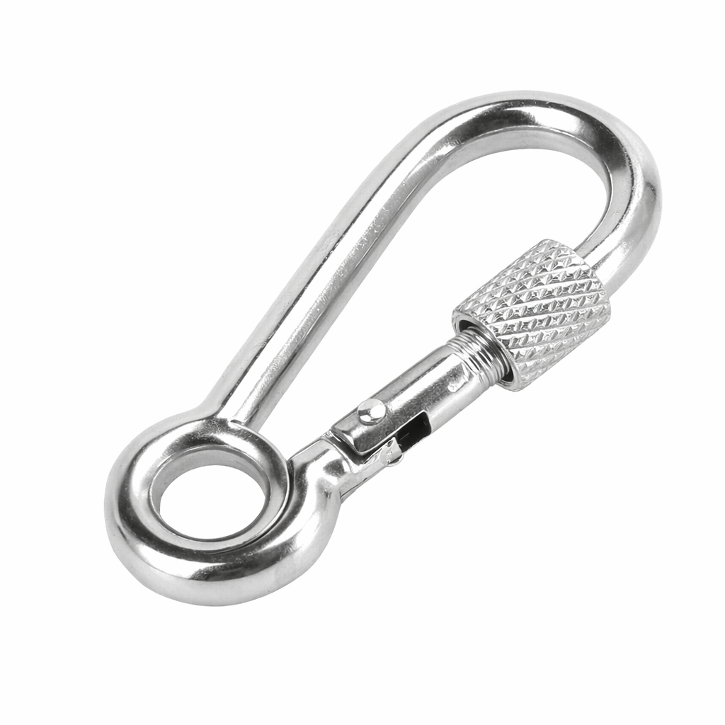 Mosquetão Engate Rápido Olhal e Trava Aço Inox 316 40x4mm
