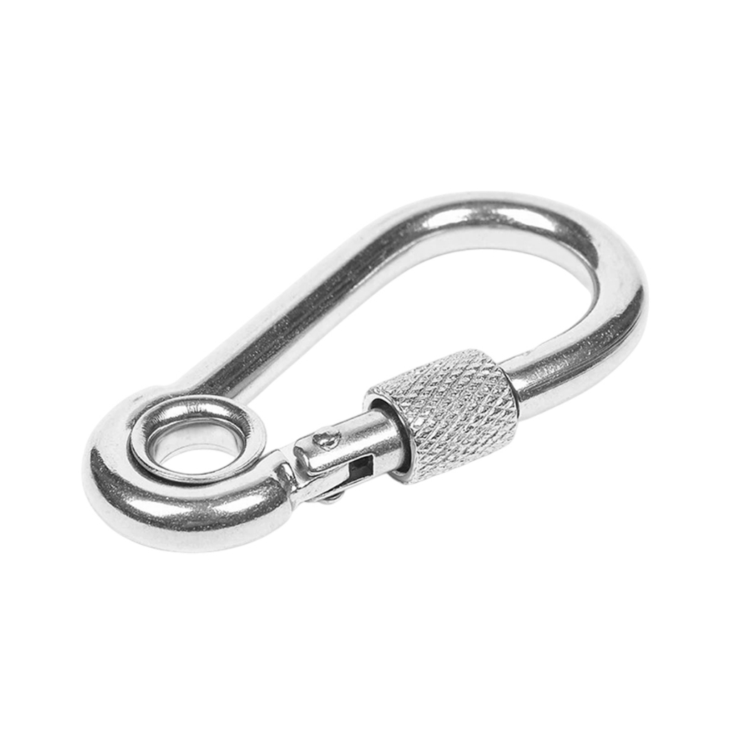 Mosquetão Engate Rápido em Aço Inox com Olhal e Trava - 6x60mm