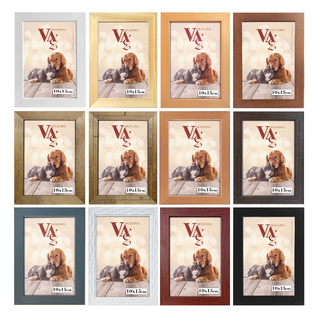 moldura porta retrato 10x15 branco, preto, dourado, marrom em Oferta na Shopee