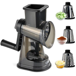 Lumai Ralador Fatiador de Legumes Verduras Alimentos Manivela 3 Lâminas Aço Inox Queijo Cozinha