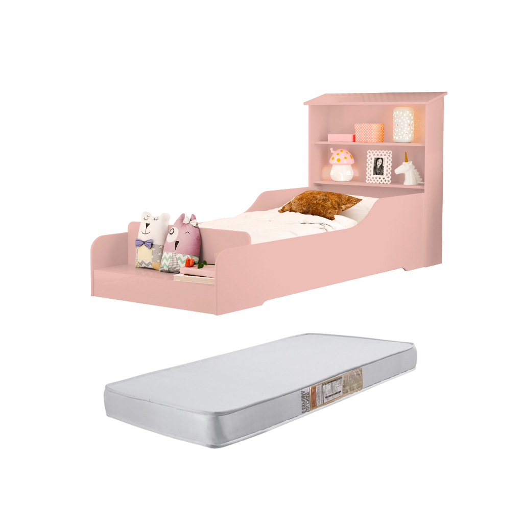 Cama Casinha Liz Infantil Montessoriana P/ Quarto Com Proteção Lateral  + Colchão Juvenil D18 em Oferta na Shopee