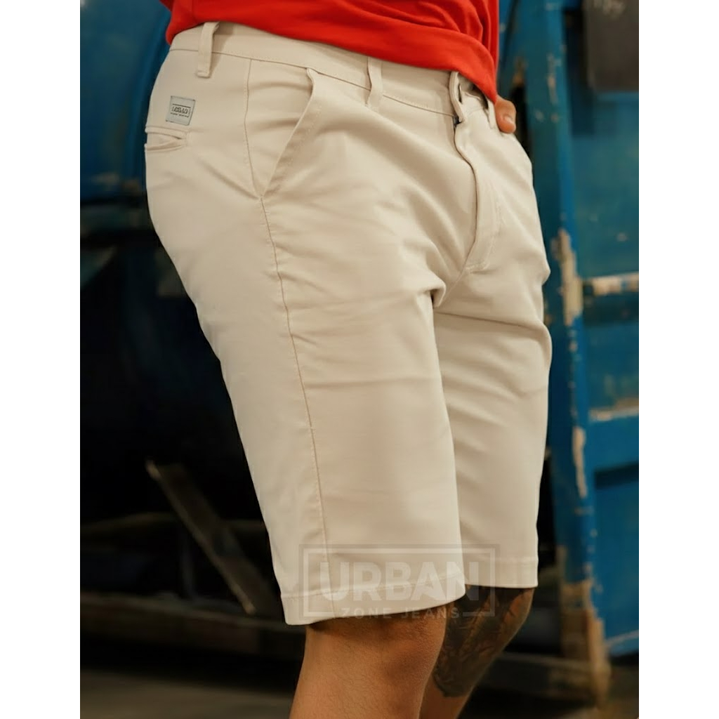 Bermuda Sarja Esporte Fino Creme Areia Masculina Bolso Faca Algodão Elastano em Oferta na Shopee