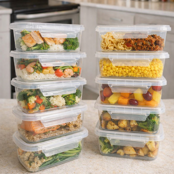 Kit 10 Marmita Potes 800ml com Travas Laterais BPA FREE - Alimentos organizadores de congelador