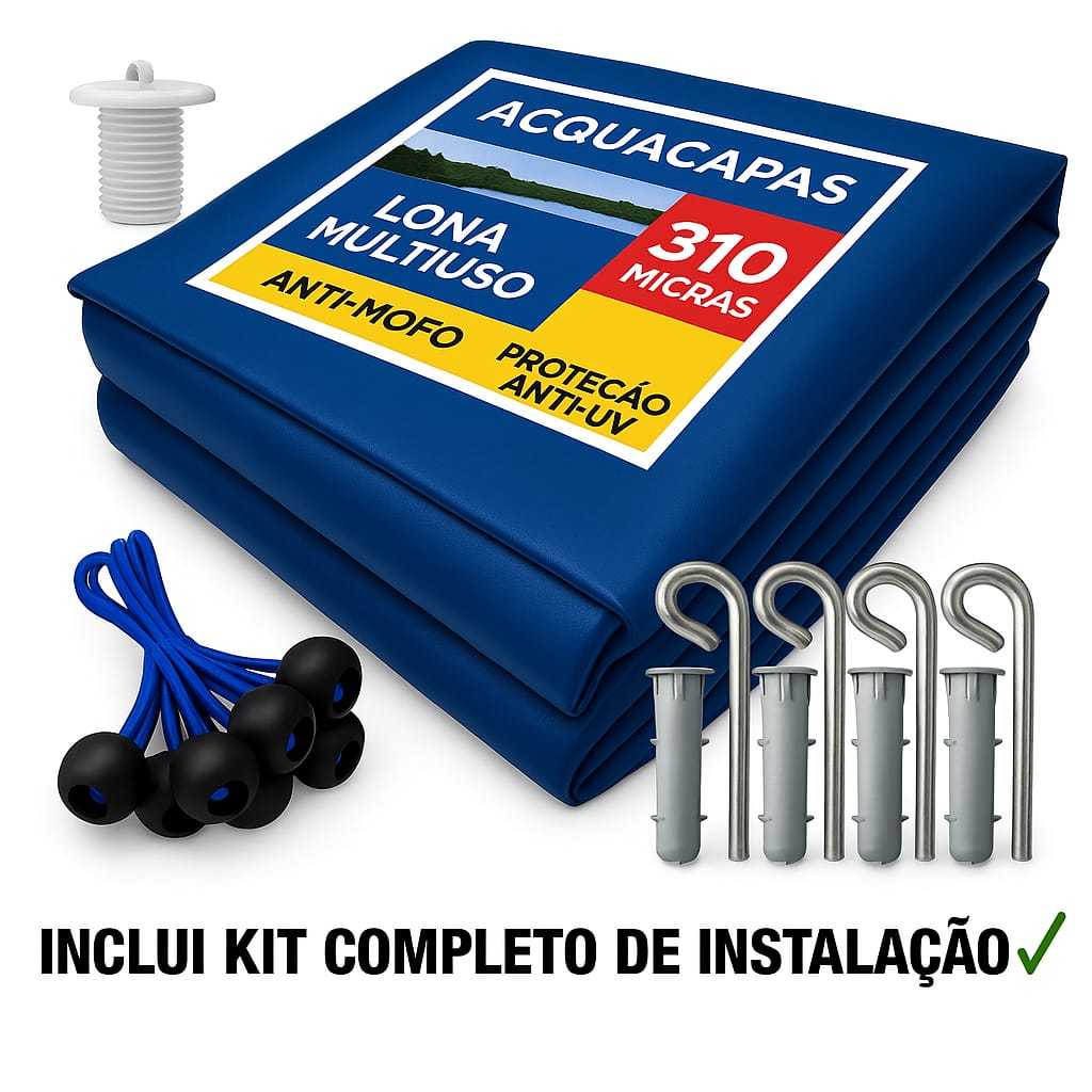 Capa para Piscina Acquacapas 300 Micra 5x2,5 Térmica+limpeza+proteção Uv+kit