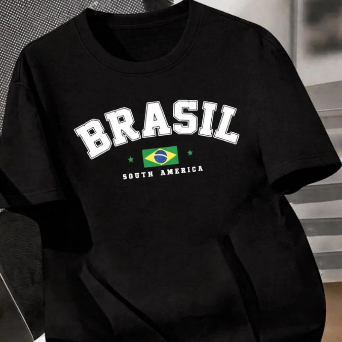 Camiseta Brasil Confortável Algodão 100% estampada Unissex verde e amarelo camisa masculina feminina patriota brazil