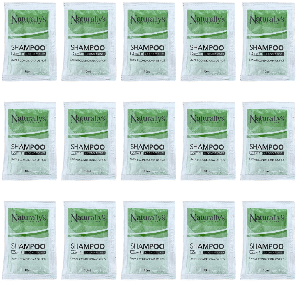 Kit Shampoo Condicionador Naturally's 2 em 1 Em Sache De 10ml Para Hotel Pousada e Motel