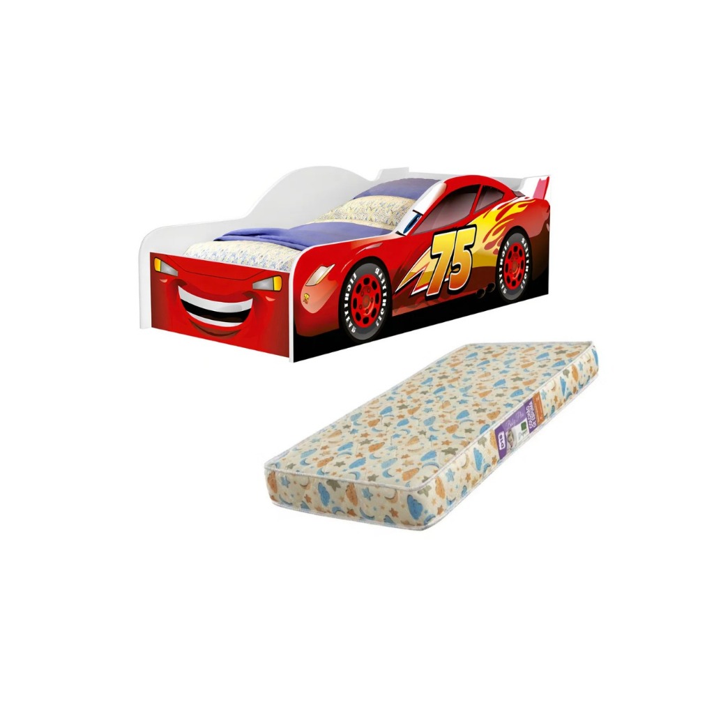 Cama Infantil Carro Montessoriana Com Colchão Incluso e Grade Proteção Caminha Cercado Quarto Juvenil