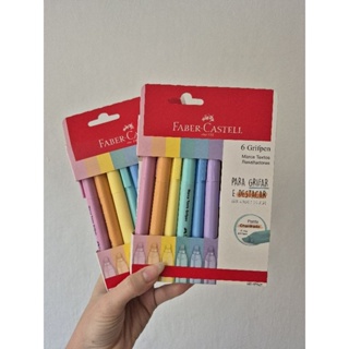 Kit Marcador de texto faber castell tons pastel, grifpen, caneta marca texto, cores pasteis em Oferta na Shopee